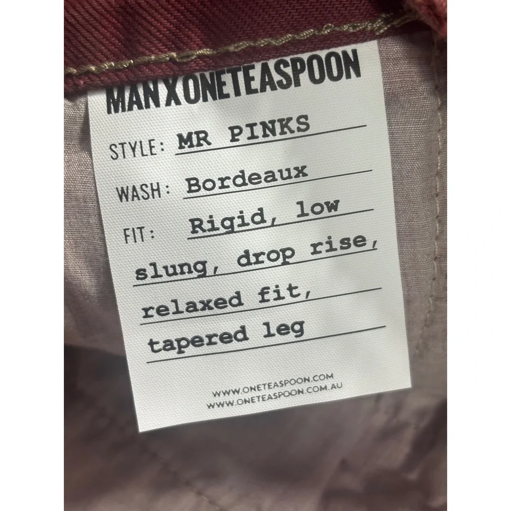 One Teaspoon NEW Men's Mr. Pink Relaxed Jeans Short Boreaux Wash‎ Size 34